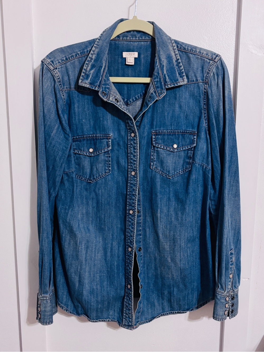 J. Crew Blue Denim Western Snap-Front Shirt